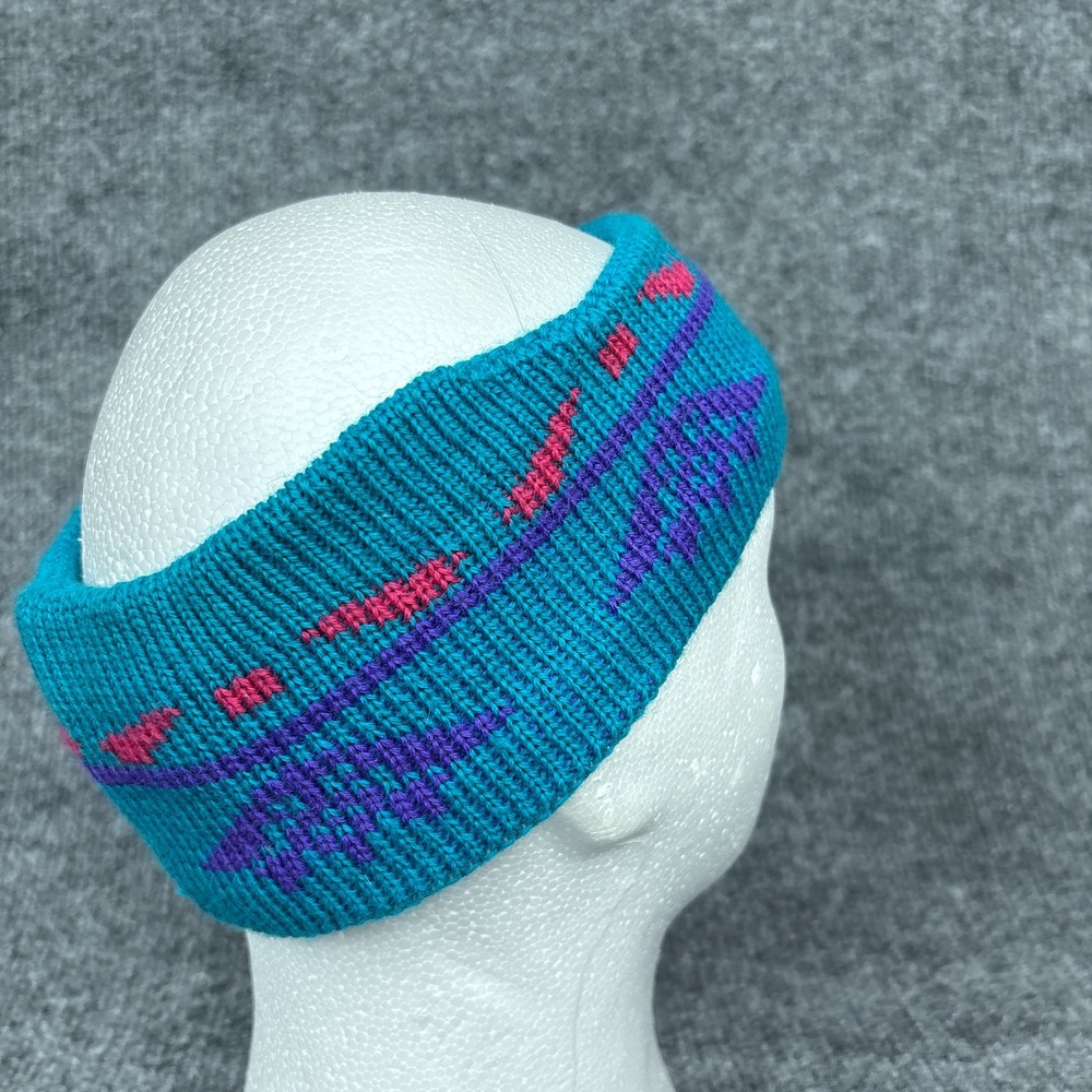 Vintage Lands End Wool Nordic Headband One Size Teal Fair Isle